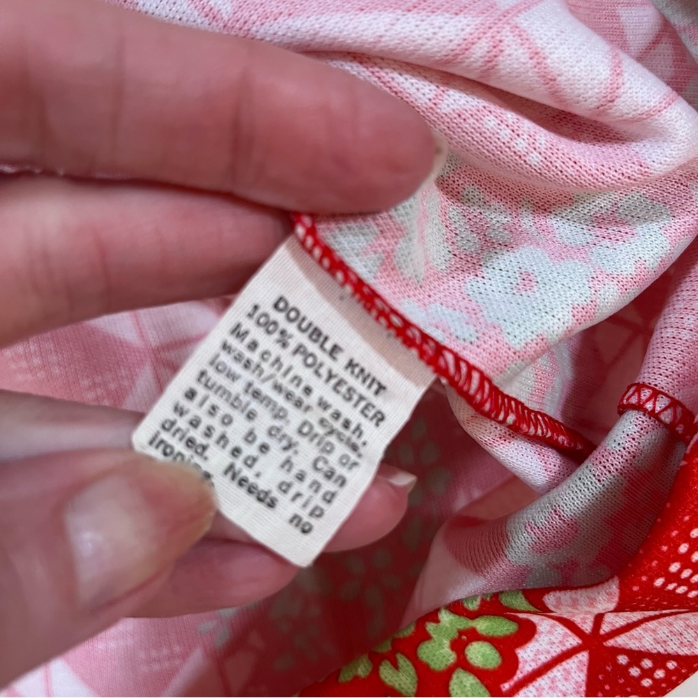 Vintage 1960 70 Western Red Green Gingham wild Print floral Dagger Collar Shirt - Picture 8 of 17